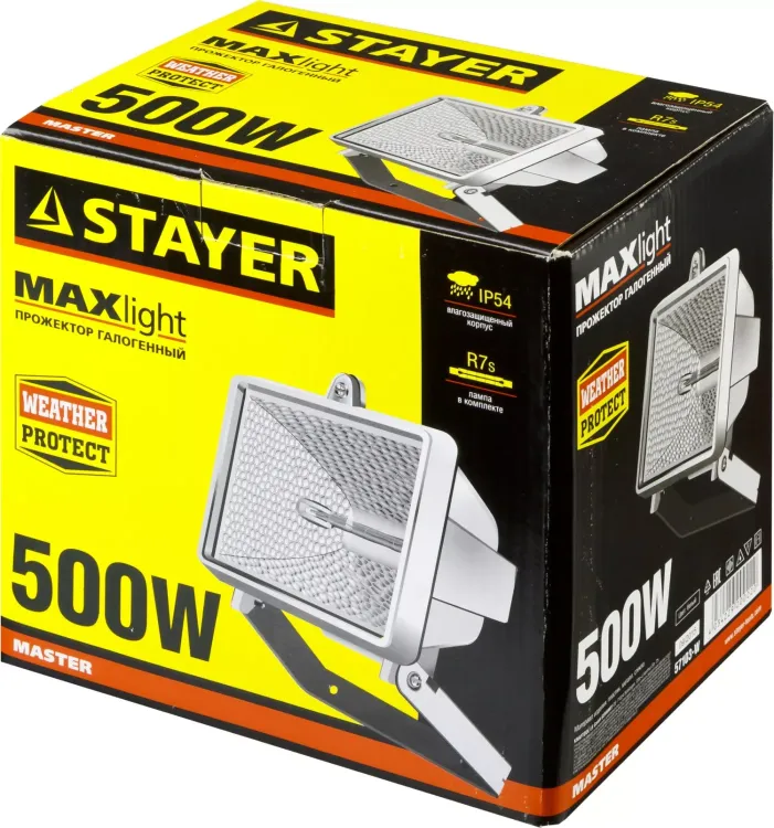 Прожектор STAYER "MASTER" MAXLight галогенный, с дугой крепления под установку, белый, 500Вт 57103-W купить в Новом Уренгое