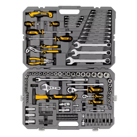 Набор инструментов Denzel 15804, 1/2&quot;, 1/4&quot;, CrV, S2, пластиковый кейс, 122 предмета купить в Новом Уренгое