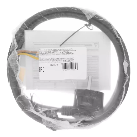 Шнур сетевой Denzel Energy Series, ПВС, 1,5 м, 3 x 1,5 мм, с неразборной вилкой, черный, 3 м, 37671 купить в Новом Уренгое