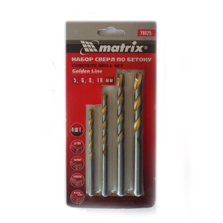 Набор сверл по бетону Golden Line 5-6-8-10мм MATRIX 70825 купить в Новом Уренгое