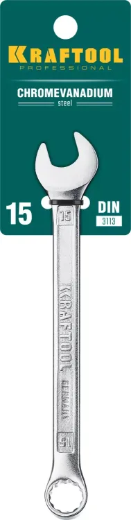 Ключи комбинированные KRAFTOOL, Cr-V, DIN 3113 27079-15 купить в Новом Уренгое
