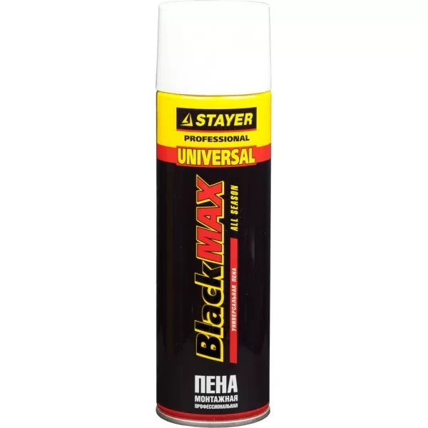 Пена "BlackMAX" монтажная, адаптерная, всесезонная, 500мл, STAYER 41130 купить в Новом Уренгое
