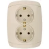 Розетка СВЕТОЗАР &quot;CITY LIGHT&quot; двойная в сборе, с заземлением, цвет бежевый, 16А/~250В SV-54207-B купить в Новом Уренгое