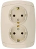 Розетка СВЕТОЗАР &quot;CITY LIGHT&quot; двойная в сборе, с заземлением, цвет бежевый, 16А/~250В SV-54207-B купить в Новом Уренгое