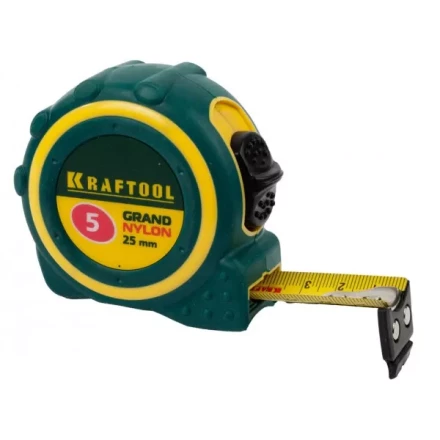 Рулетка KRAFTOOL &quot;GRAND&quot;, двухкомпонентный корпус, двусторонняя шкала, нейлоновое покрытие, 5мх25мм 3412-05_z01 купить в Новом Уренгое