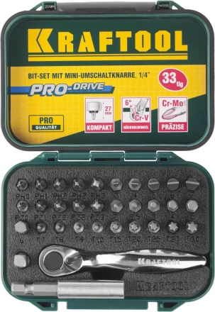 PRO. Наборы в боксе: БИТЫ KRAFTOOL PRO-Drive 26157-H33 купить в Новом Уренгое