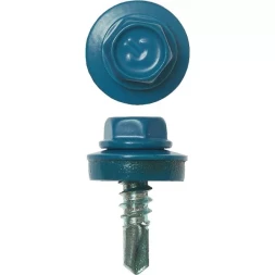 Саморезы ЗУБР окраш., RAL 5009 небесно-голуб., для крепл. кров. матер. к металл. констр., 5.5x19мм, 500шт 4-300315-55-019-5009