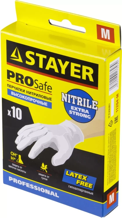 Перчатки STAYER "PROFI" нитриловые экстратонкие, M, 10шт 11204-M купить в Новом Уренгое