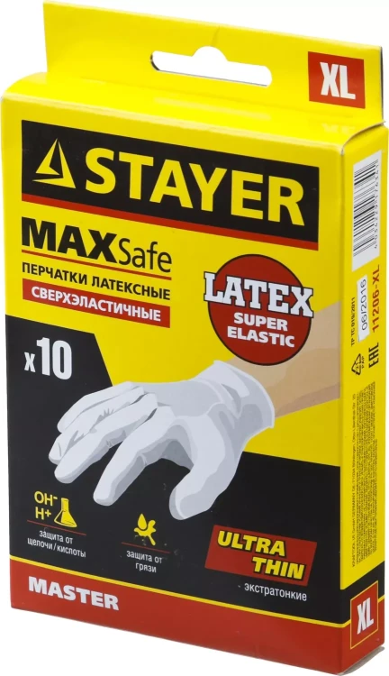 Перчатки STAYER "MASTER" латексные экстратонкие, XL, 10шт 11206-XL купить в Новом Уренгое