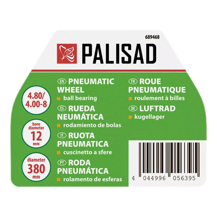 Колесо пневматическое Palisad 4.80/4.00-8 D380мм, подш. внут. диам. 12мм, длина оси 80мм 689468 купить в Новом Уренгое