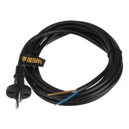 Шнур сетевой Denzel Energy Series, ПВС, 3 м, 2 x 1,5 мм, с неразборной вилкой, черный, 3 м, 37673
