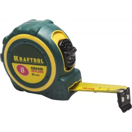 Рулетка KRAFTOOL &quot;GRAND&quot;, двухкомпонентный корпус, двусторонняя шкала, нейлоновое покрытие, 8мх25мм 3412-08_z01 купить в Новом Уренгое