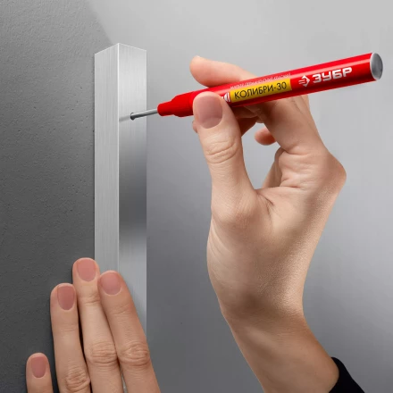 ЗУБР Колибри-30 красный, наконечник L 30 мм,  2.8 мм, перманентный маркер для отверстий (06338-3) купить в Новом Уренгое