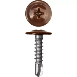 Саморезы ЗУБР с прессшайбой и сверлом по листовому металлу до 2мм, окрашенные в RAL-8017, PH2, 4,2х25мм, 400шт 300211-42-025-8017