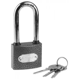 Замок ЗУБР "МАСТЕР" навесной, металлический корпус, удлиненная закаленная дужка, 50мм 3712-50-1