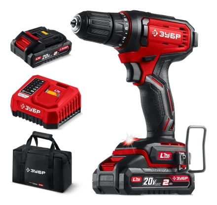 ЗУБР 20 В, 40 Нм, 2 АКБ LMS (2 Ач), дрель-шуруповерт, сумка (ДШ-40-22) купить в Новом Уренгое