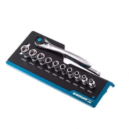 Набор торцевых головок трещотка 120 зубьев 12 предметов 1/4&quot; CrV Gross 14141 купить в Новом Уренгое