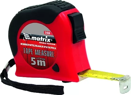 Рулетка Double  fixation 10 м х 25 мм обрезиненный  корпус двойная плавная фиксация  MATRIX 31061 купить в Новом Уренгое