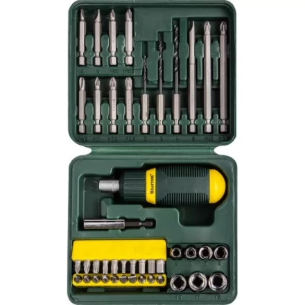 Набор KRAFTOOL Отвертка реверсивная с битами и торцовыми головками и сверлами, 43 предм 25556-H43 купить в Новом Уренгое