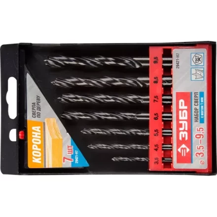 ЗУБР. Набор сверл по дереву, 7шт, 3,5-4,5-5,5-6,5-7,5-8,5-9,5 мм 29421-H7 купить в Новом Уренгое