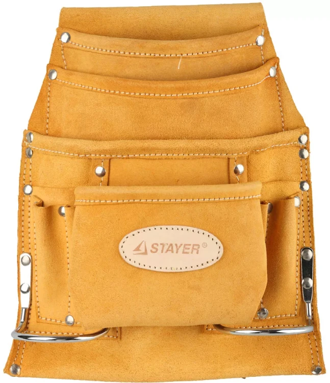 Сумка поясная STAYER PROFESSIONAL для инструментов, кожаная, 10 карманов, 2 скобы 38517 купить в Новом Уренгое