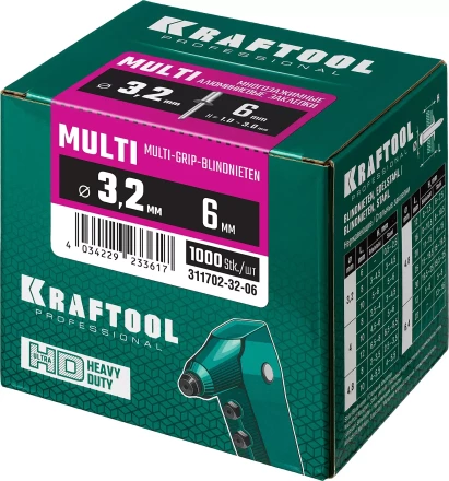 Заклепки многозажимные KRAFTOOL 311702-32-06 купить в Новом Уренгое