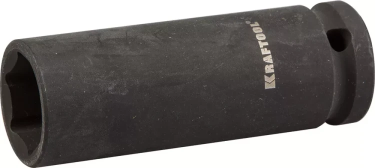 Торцовая головка KRAFTOOL "INDUSTRIE QUALITAT" ударная, удлиненная (1/2"), FLANK, Cr-Mo, фосфатированная, 19 мм 27942-19_z01 купить в Новом Уренгое