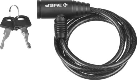 Замок ЗУБР &quot;СТАНДАРТ&quot;, тросовый, 2 ключа в комплекте, длина троса 950мм, d 6мм 37269-95 купить в Новом Уренгое