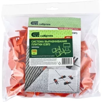 Система выравнивания плитки СВП - зажим 100 штук (пакет ПЭНД) СИБРТЕХ 88055 купить в Новом Уренгое