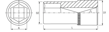 Головка торцевая глубокая 1/2&quot;DR 16 мм S04HD4116 Jonnesway 47239 купить в Новом Уренгое