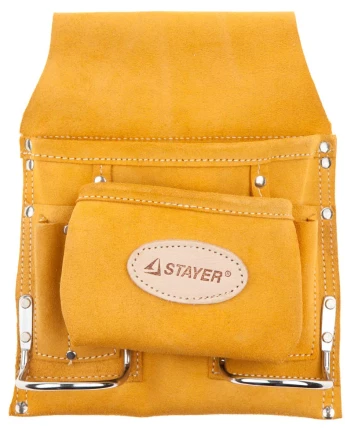 Сумка поясная STAYER PROFESSIONAL для инструментов, кожаная, 8 карманов, 2 скобы 38515 купить в Новом Уренгое