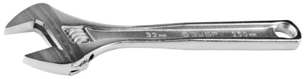Ключ ЗУБР &quot;ЭКСПЕРТ&quot; разводной,Cr-V,хромир покрытие,эргоном рукоятка,увелич зев,угол наклона губок 15град,250мм/10&quot;,32мм 27260-25 купить в Новом Уренгое