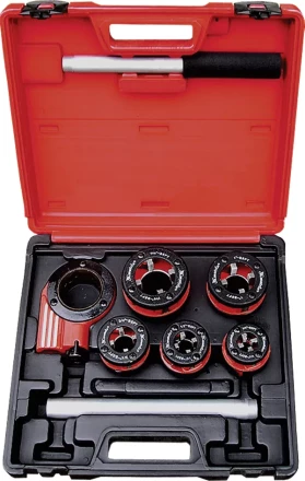 Набор клуппов 1/4&quot;-1/2&quot;-3/4&quot;-1&quot;-1,25&quot; +Плашкодержатель с трещоткой, 8 предм  MATRIX 77332 купить в Новом Уренгое