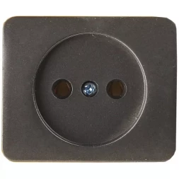 Розетка СВЕТОЗАР "ГАММА" без заземления, одинарная, без вставки и рамки, цвет темно-серый металлик, 16А/~250В SV-54100-DM
