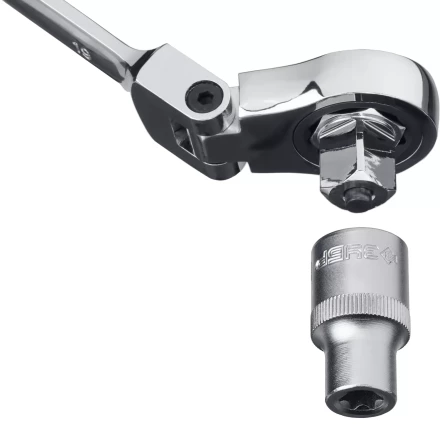 Наборы трещоточных комбинированных ключей шарнирных с адаптерами серия ПРОФЕССИОНАЛ купить в Новом Уренгое