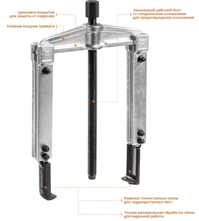 Съемники раздвижные 2-захватные с тонкими захватами серия ПРОФЕССИОНАЛ купить в Новом Уренгое