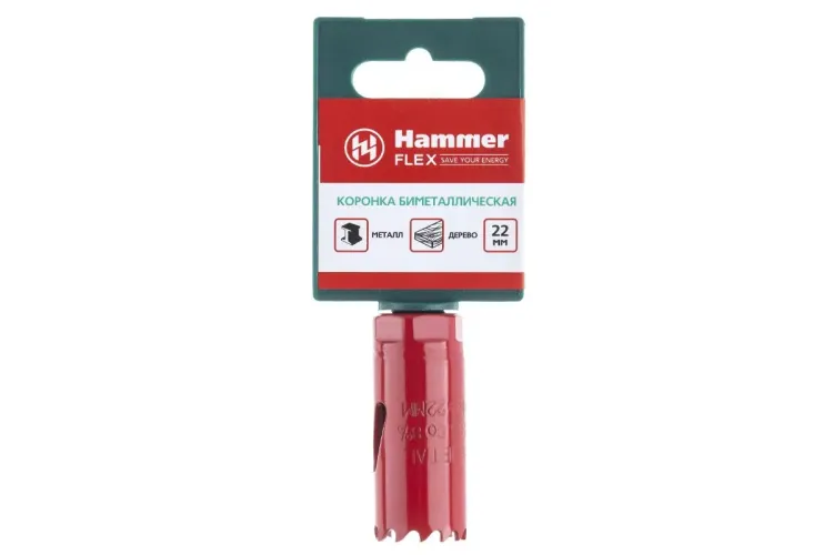Коронка биметаллическая HAMMER Ф22х38мм 5/8" BiMETALL (224-003) купить в Новом Уренгое