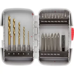 Набор ЗУБР "МАСТЕР": Насадки для шуруповерта и дрели, биты, биты-сверла, адаптер, 20 предметов 26056-H20