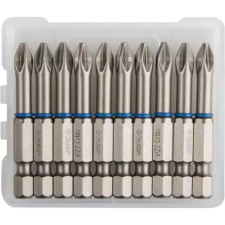 Биты ЗУБР "ЭКСПЕРТ" торсионные кованые, обточенные, хромомолибденовая сталь, тип хвостовика E 1/4", PZ2, 50мм, 10шт 26013-2-50-10