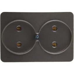 Розетка СВЕТОЗАР "ГАММА" без заземления, двойная, без вставки и рамки, цвет темно-серый металлик, 16А/~250В SV-54102-DM