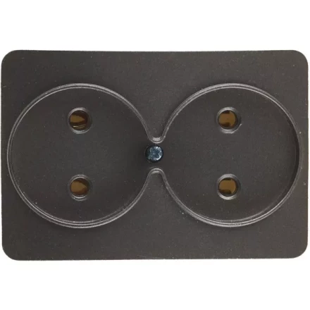 Розетка СВЕТОЗАР &quot;ГАММА&quot; без заземления, двойная, без вставки и рамки, цвет темно-серый металлик, 16А/~250В SV-54102-DM купить в Новом Уренгое