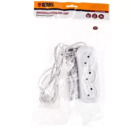 Удлинитель бытовой без заземления 2 м 3 розетки 6 A серия УХ6 Denzel 95925 купить в Новом Уренгое