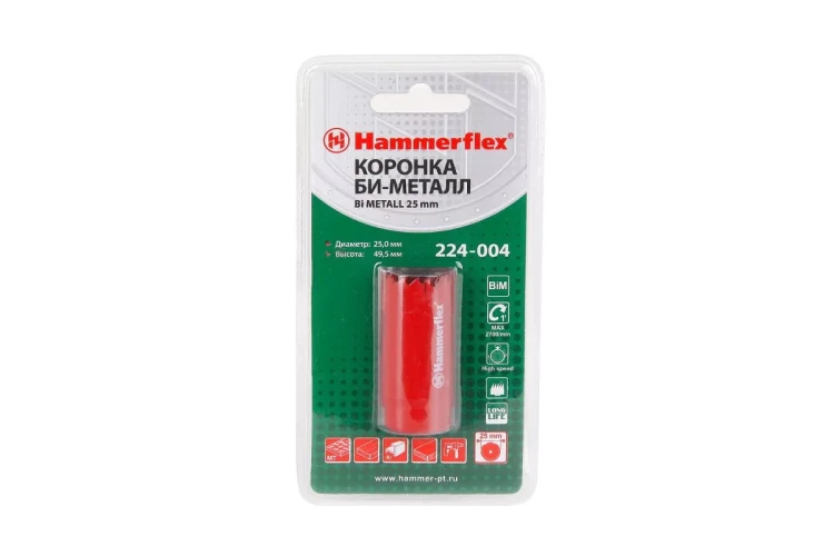 Коронка биметаллическая HAMMER Ф25х38мм 5/8" BiMETALL (224-004) купить в Новом Уренгое
