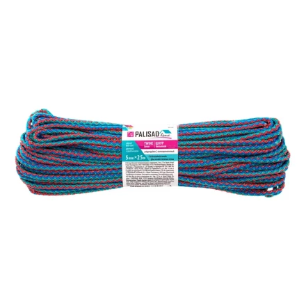 Шнур бельевой полипропиленовый с сердечником, 5 мм L 25 м, цветной, Home Palisad 937145 купить в Новом Уренгое