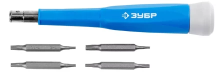 Набор ЗУБР Отвертка &quot;ЭКСПЕРТ&quot; для точных работ,CR-V,сменные двусторонние биты TORX, 5предметов 25621-H5 купить в Новом Уренгое