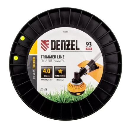 Леска для триммера звезда, 4,0мм х 93м, на DIN катушке FLEX CORD// Denzel 96289 купить в Новом Уренгое