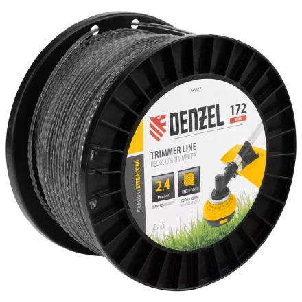 Леска для триммера двухкомпонентная зубчатый квадрат, 2,4мм х 172м, на DIN кат. EXTRA CORD// Denzel 96827 купить в Новом Уренгое