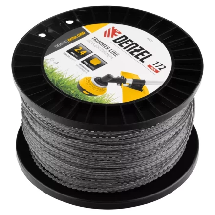 Леска для триммера двухкомпонентная зубчатый квадрат, 2,4мм х 172м, на DIN кат. EXTRA CORD// Denzel 96827 купить в Новом Уренгое