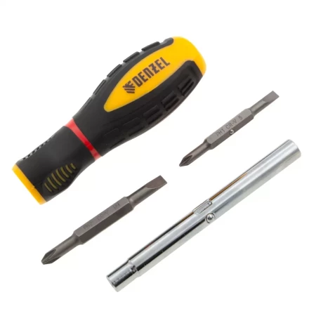 Отвертка комбинированная Denzel, SL3/16&quot;-PH1, SL1/4&quot;-PH2, 3-х компонентная рукоятка, 7713381 купить в Новом Уренгое