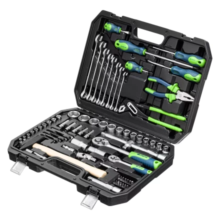 Набор инструментов Сибртех 13394, 1/2&quot;, 1/4&quot;, пластиковый кейс 76 предметов купить в Новом Уренгое